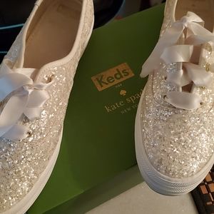 Kate Spade Keds Butter Cream/Off White with Glitter